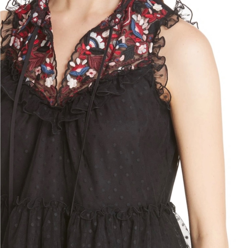 kate spade New York 💯 Authentic 
Camelia Embroidered Peplum Ruffle Top- size M - Picture 2 of 12